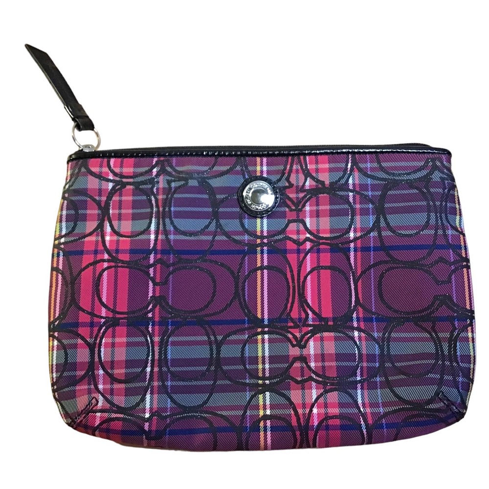 Coach Poppy Plaid Tartan Makeup Bag